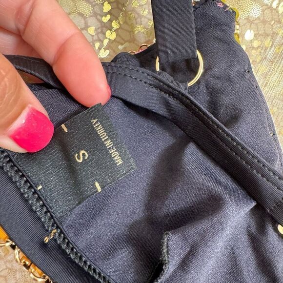 Lily Rose Paradise Black Pink Orange Yellow Gold Plated Chain Triangle Bikini To - Picture 6 of 12